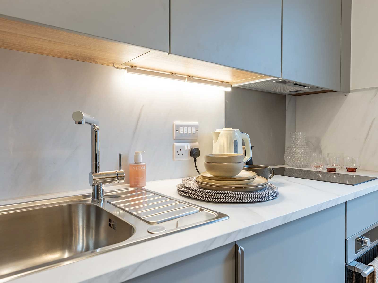 Example of kitchenette at Beckton House student accommodation near Nottingham University